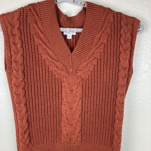 Coldwater Creek Men's Rust Chunky Cable Knit Pullover Textured Vest Sz L - Picture 2 of 12